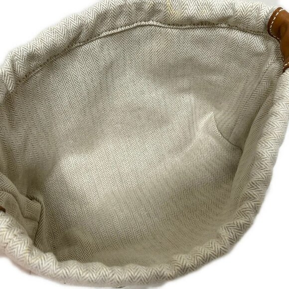 Auth HERMES Houlbi 25 - Natural Fauve Toile chevron Veau Barenia D Pouch - Picture 6 of 7